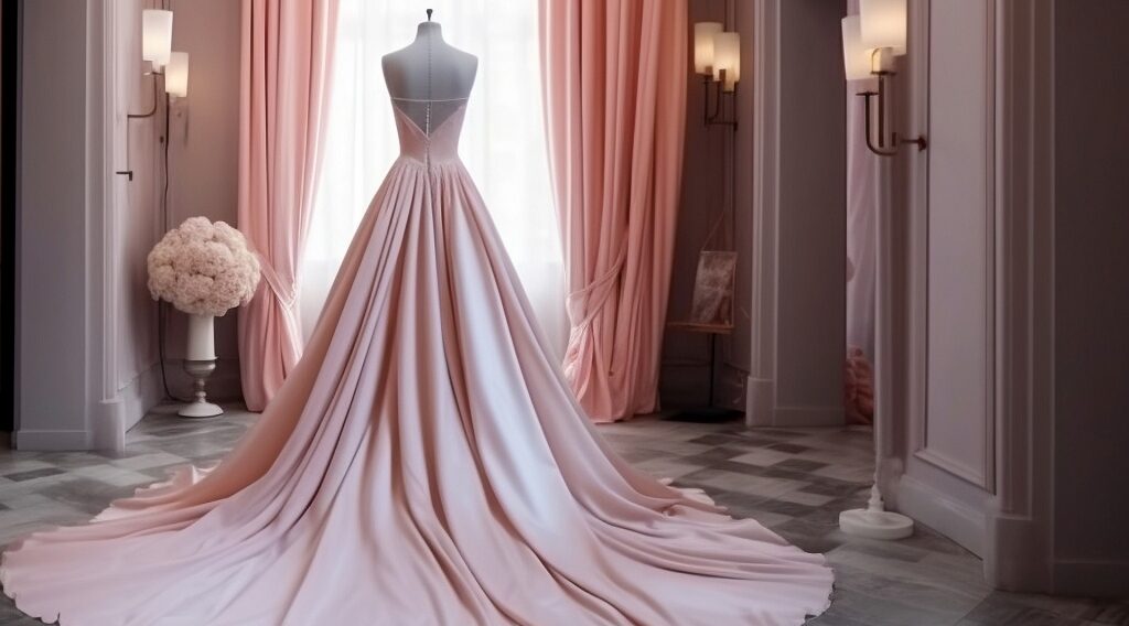 Abendkleid maßgeschneidert rosa aus Seide, maßgeschneidertes Abendkleid