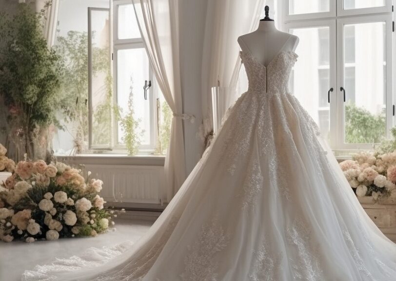 Schneiderei Brautkleid weiß mit Spitze